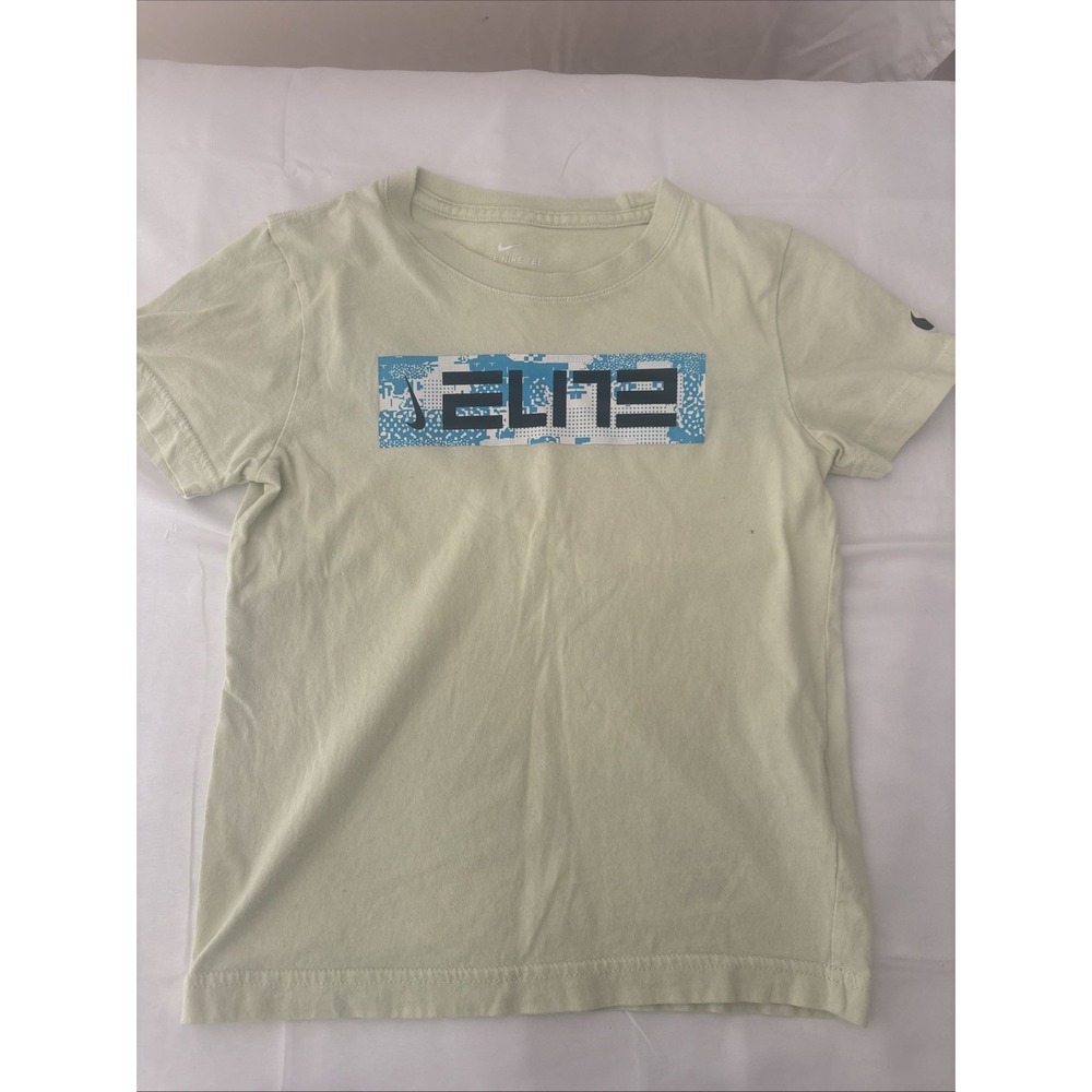 Nike Elite Boys Shirt Size 7 Light Green Cotton Graphic Tee 742728911311